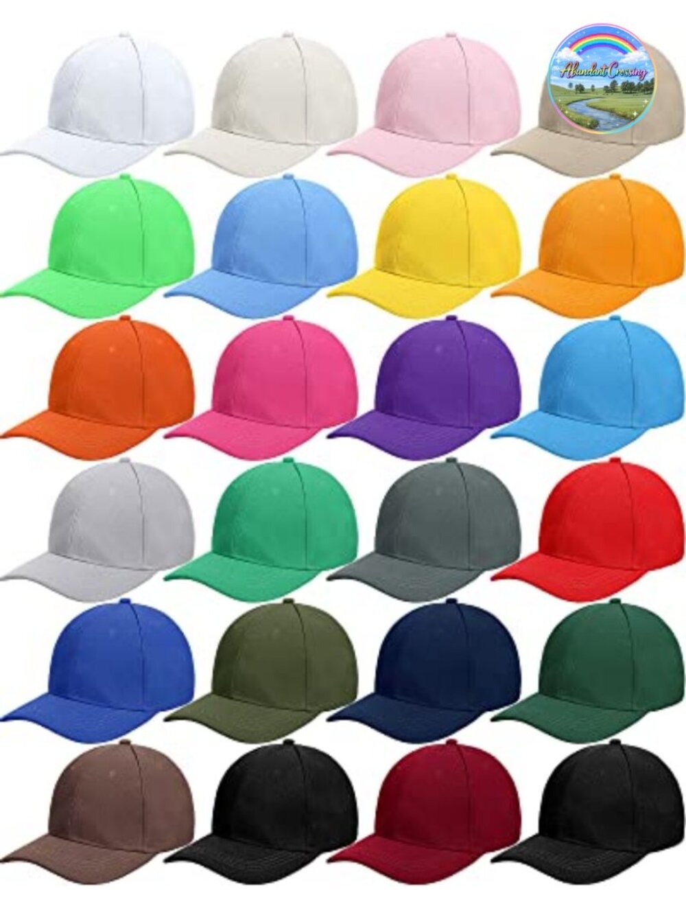 24 Pack Polyester Baseball Caps Adjustable Curved Brim Unisex Athletic Hats One